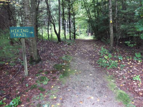 trail entrance at Hawthorne Town Forest near Hopkinton in southern New Hampshire