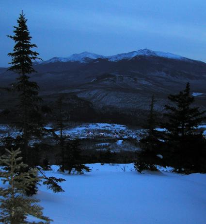 winter twilight view from Mount Hayes in New Hampshire