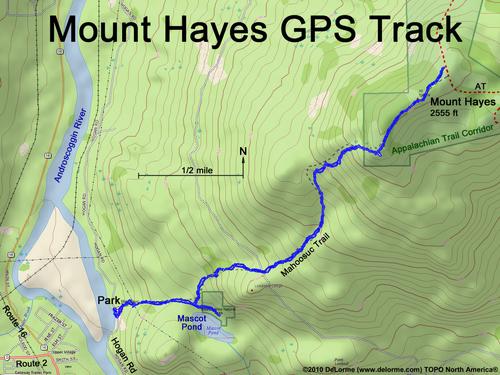 GPS track to Mount Hayes in New Hampshire