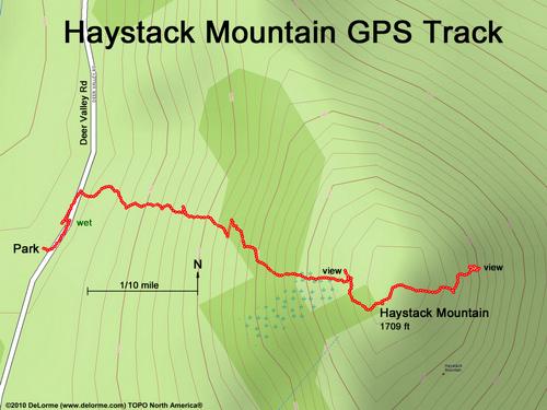 GPS track to Haystack Mountain in New Hampshire