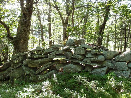 stone wall on the summit of Haystack Mountain in New Hampshire
