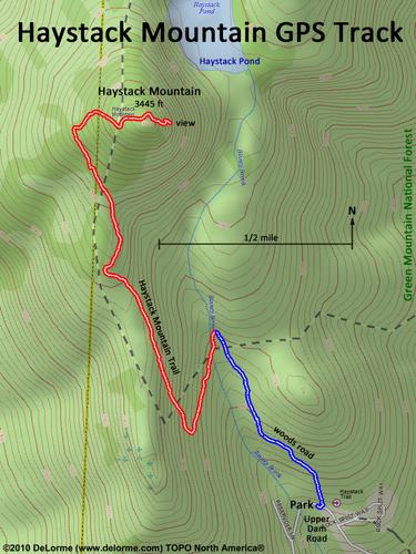 GPS track to Haystack Mountain