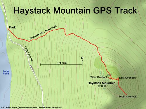 GPS track to Haystack Mountain in northeastern Vermont