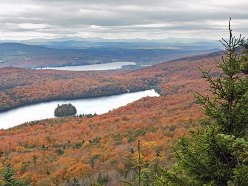 view over Long Pond and Lake Willoughby toward the northwestern mountains of Vermont from Haystack Mountain in northeastern Vermont