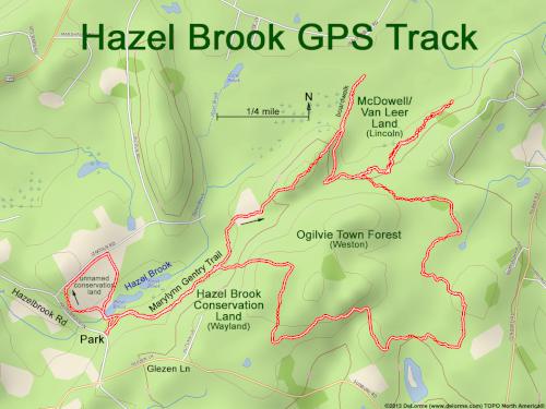 GPS track in December at Hazel Brook in eastern MA