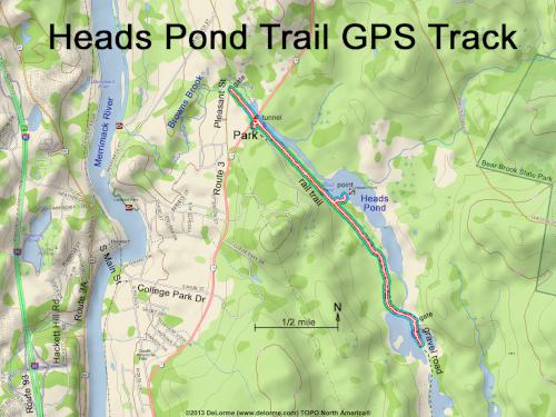 GPS track in May at Heads Pond near Hooksett in southern New Hampshire