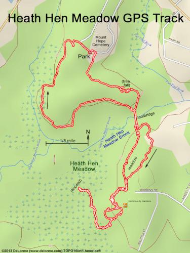GPS track in September at Heath Hen Meadow near Acton in northeast MA
