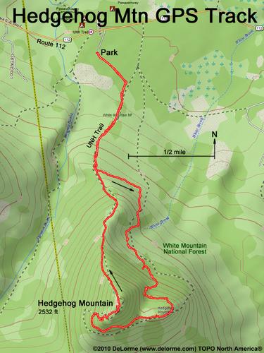 GPS track to Hedgehog Mountain in New Hampshire
