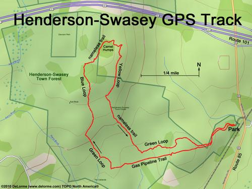 GPS track in Henderson-Swasey Town Forest near Exeter in southern New Hampshire