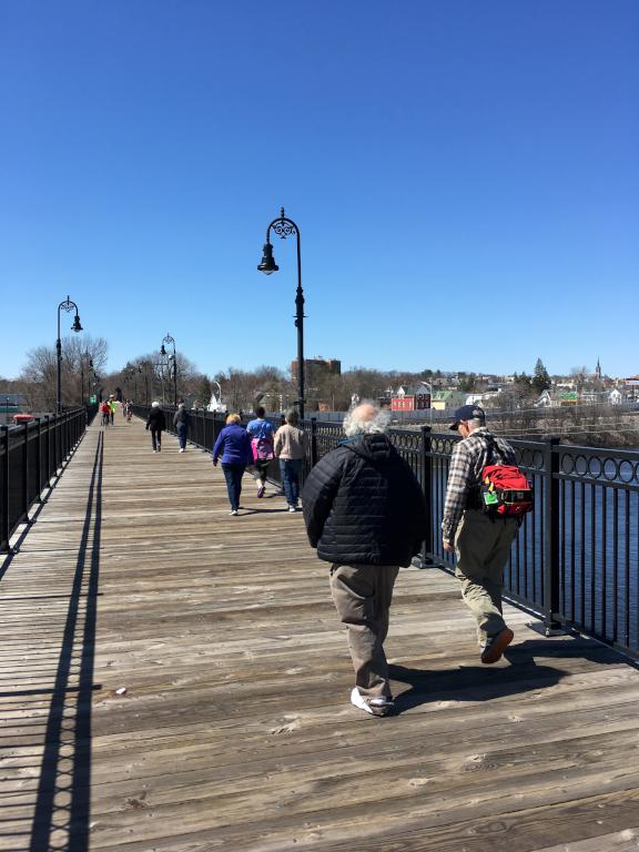 our group walks the Manchester Heritage Trail across the Merrimack River in southern New Hampshire