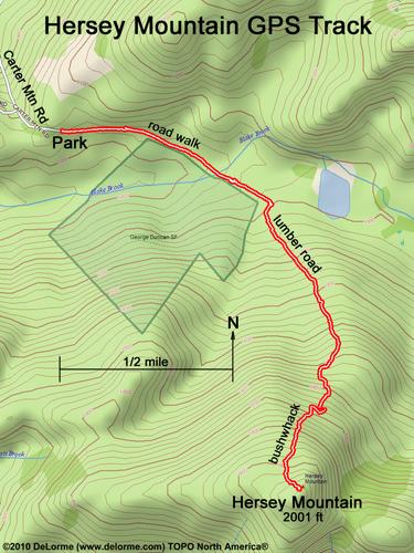 GPS track to Hersey Mountain in New Hampshire