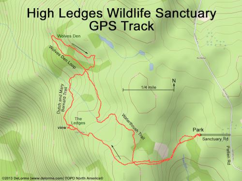 GPS track at High Ledges Wildlife Sanctuary near Shelburne in northwestern Massachusetts