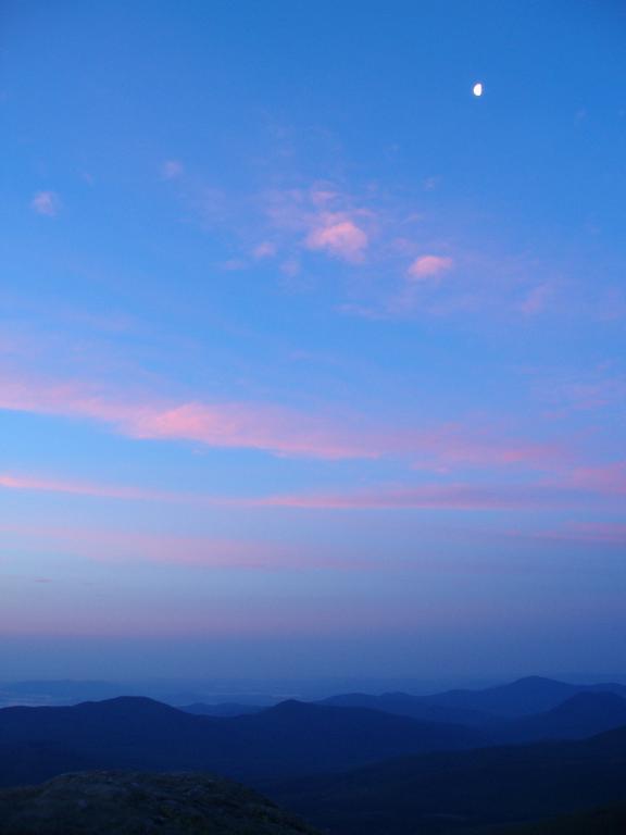 moonrise at sunset as seen from Mount Hight in New Hampshire