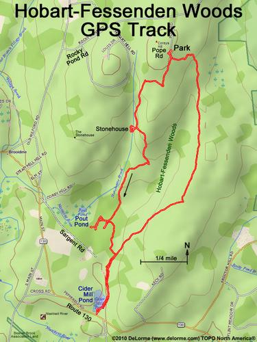GPS track at Hobart-Fessended Woods in Brookline, NH