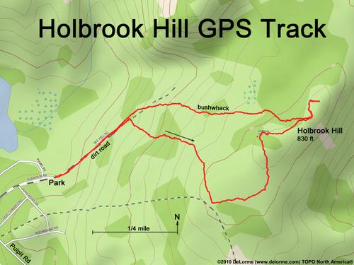 GPS track to Holbrook Hill in southern New Hampshire