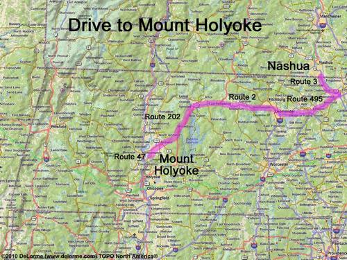 Mount Holyoke drive route