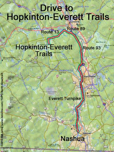 Hopkinton-Everett Trails drive route