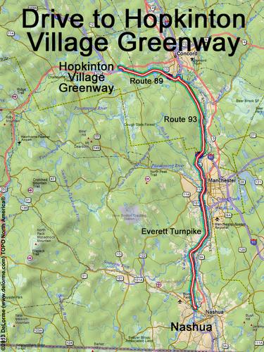 Hopkinton Village Greenway drive route