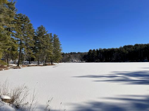 Kimball Lake in March at Hopkinton Village Greenway near Hopkinton in southern New Hampshire