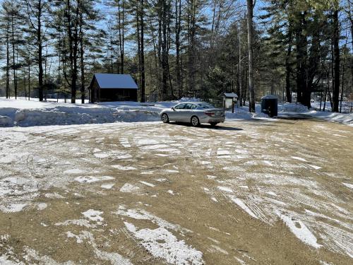 parking in March at Hopkinton Village Greenway near Hopkinton in southern New Hampshire