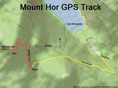 GPS track to Mount Hor in Vermont