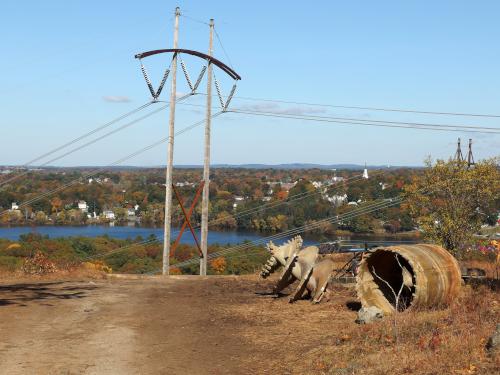 huge drill bits in October 2019 and high-voltage electric lines at Horn Pond Mountain near Woburn in eastern Massachusetts