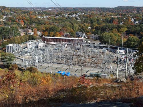 electric substation at Horn Pond Mountain near Woburn in eastern Massachusetts