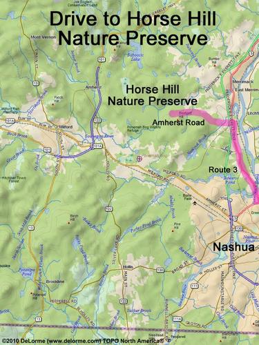 Horse Hill Nature Preserve drive route