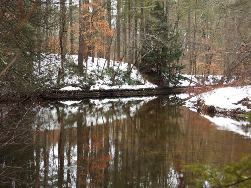 Squannacook River in February at Howard Park in northeast Massachusetts
