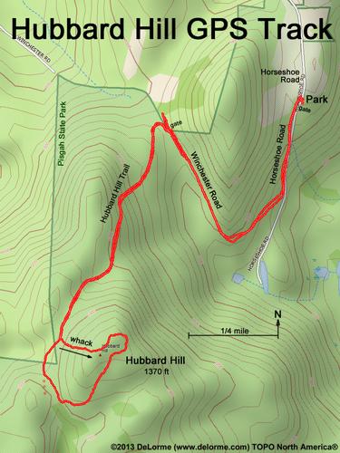 GPS track to Hubbard Hill in southwestern New Hampshire