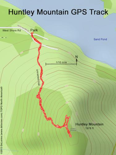 GPS track at Huntley Mountain in western New Hampshire