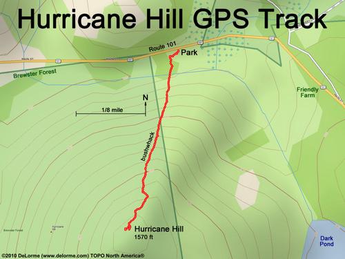 GPS track to Hurricane Hill in southern New Hampshire
