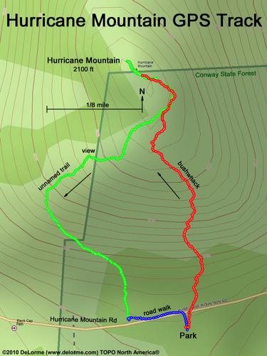 GPS track to Hurricane Mountain in New Hampshire