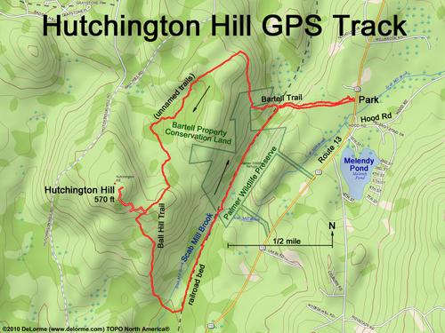 GPS track to Hutchington Hill in New Hampshire