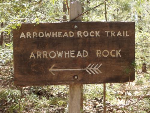 trail sign at Indian Arrowhead Forest Preserve in southwestern New Hampshire