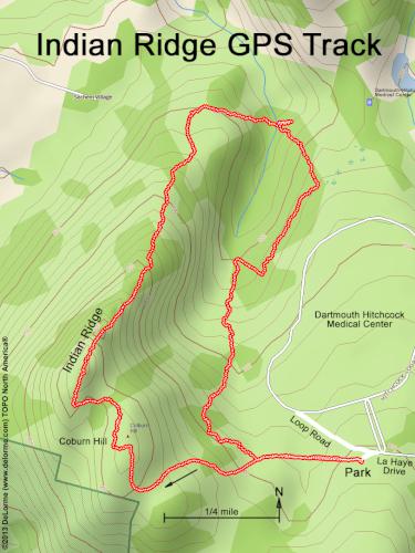 GPS track in June at Indian Ridge in southwest New Hampshire