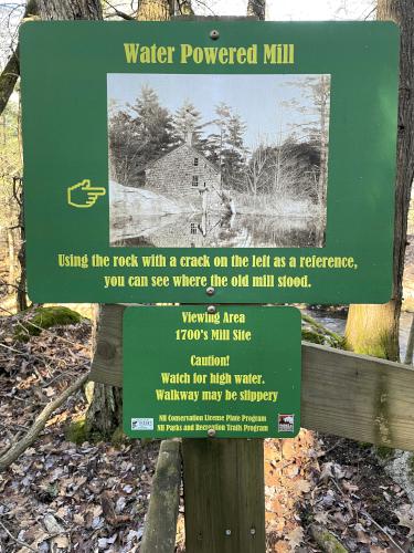 descriptive sign at Isinglass River Conservation Reserve in southern New Hampshire