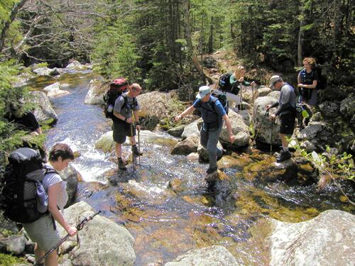 stream crossing on the trail to Mount Isolation in New Hampshire