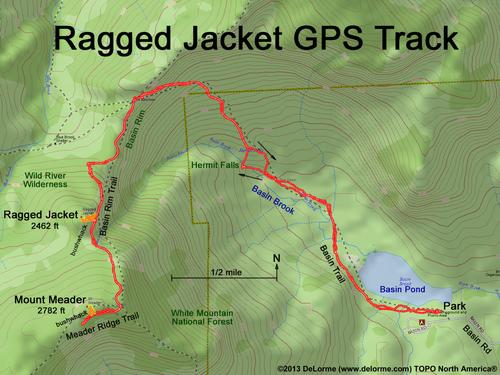 GPS track to Ragged Jacket in northeastern New Hampshire