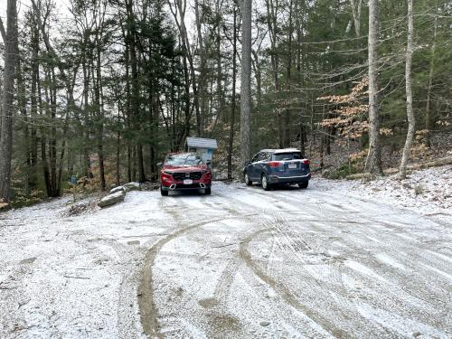 parking in January at Jacobs Hill in north central Massachusetts