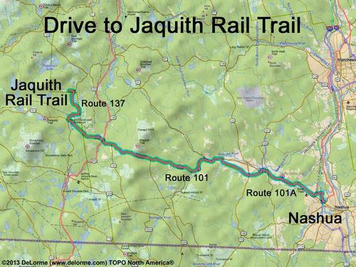 Jaquith Rail Trail drive route