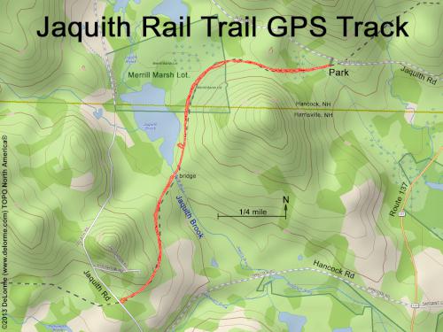 GPS track at Jaquith Rail Trail in southern New Hampshire