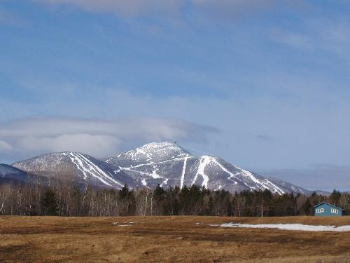 impressive view in April from the entrance road to Jay Peak in northern Vermont