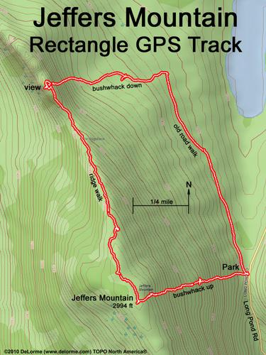Jeffers Mountain rectangular GPS Track in New Hampshire