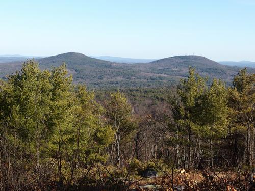 the Uncanoonuc Mountains as seen fromt he summit of Joe English Hill in southern New Hampshire