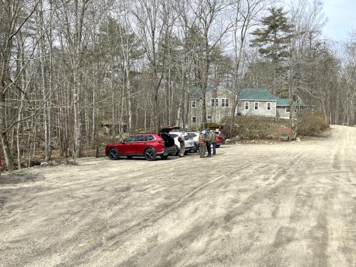 parking lot in April at Joe English Reservation in New Hampshire