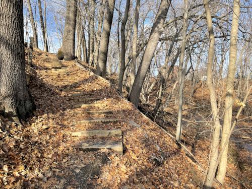 stairs in January at Joyce Park in Nashua NH