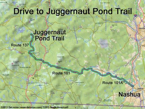 Juggernaut Pond Trail drive route