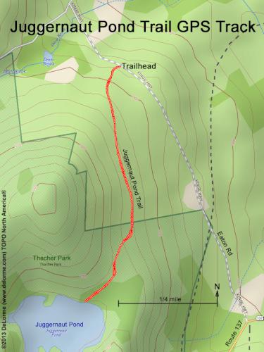 GPS track for Juggernaut Pond Trail in southern New Hampshire