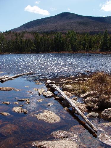 view of Mount Kancamgus from Lily Pond in New Hampshire